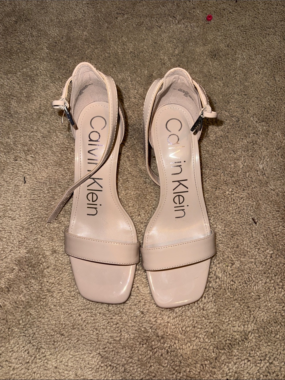 Calvin Klein Nude Patent Ankle-Strap Heels size 6